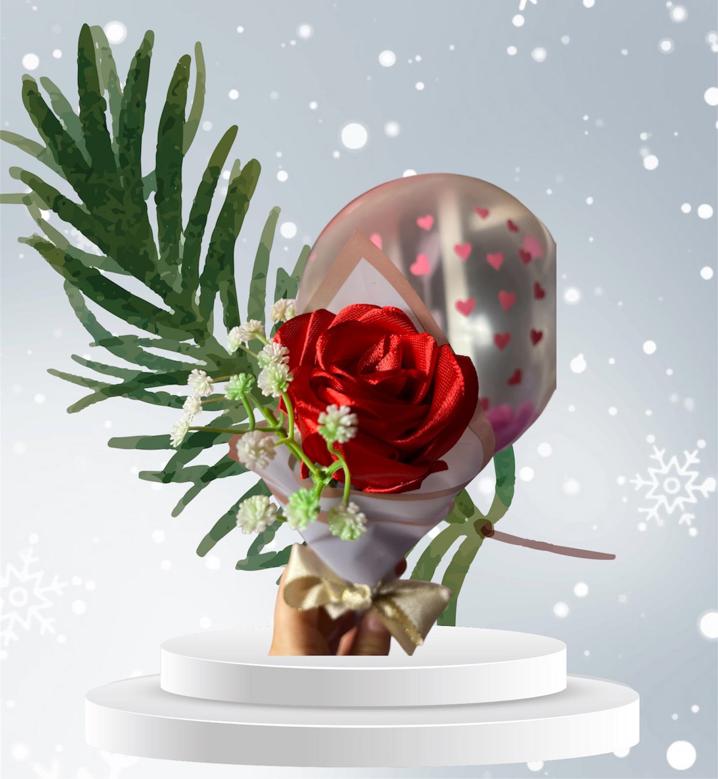Rose éternelle avec tige blanche fait main 🌹