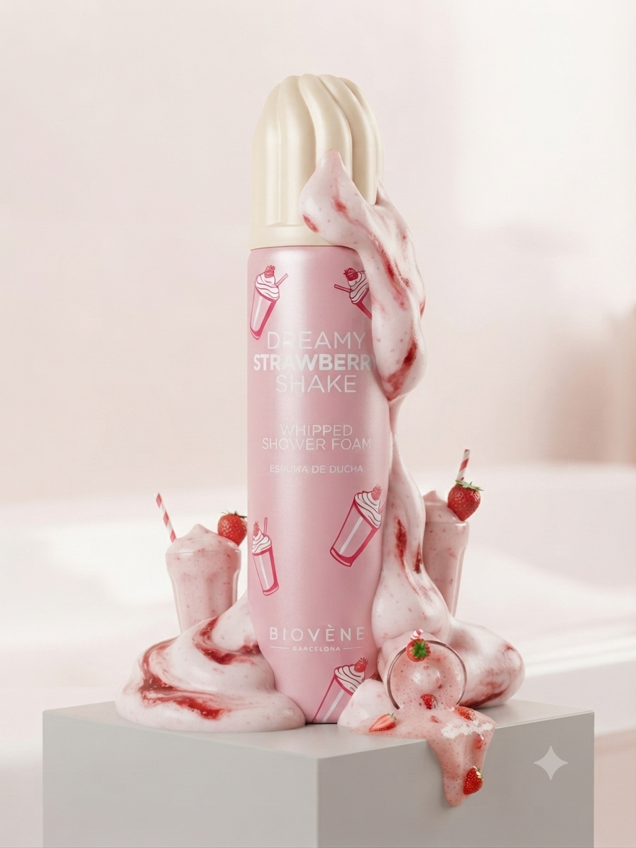 Chantilly de douche milkshake fraise